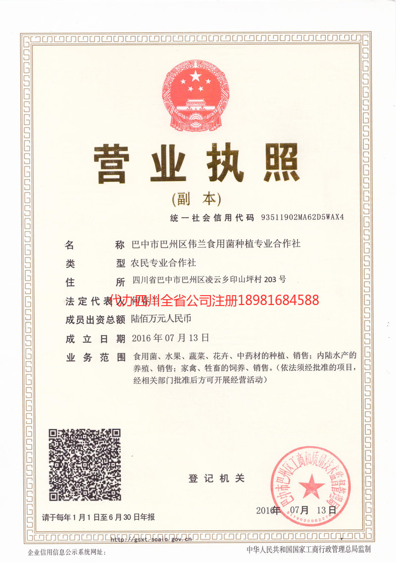 大英大英伟兰食用菌种植专业合作社